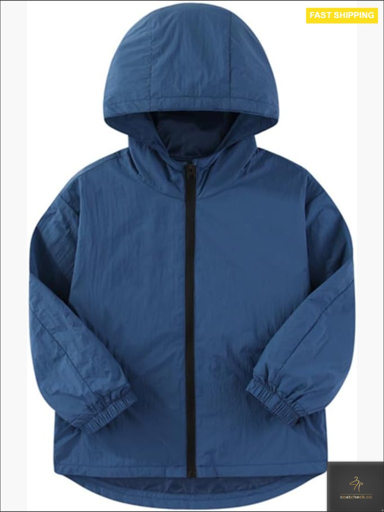 Lightweight Hooded Windbreaker Jacket Loose Fit Toddler Boys Outerwear Hiking